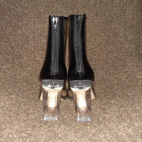 ALDO-Oceani Ankle Bootie-Do Ya Thing-Clear Heel/Sides-Back Zip-Sz 7-Excellent - Picture 5 of 6